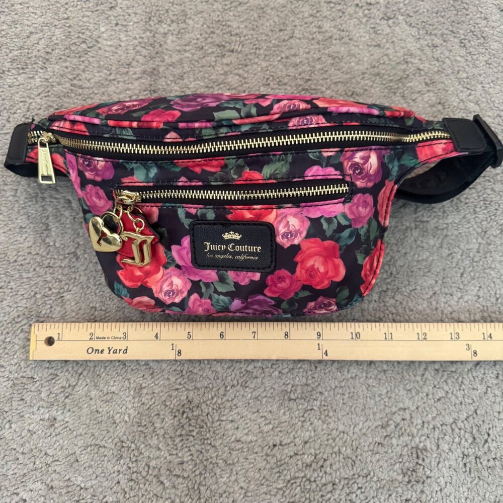 Juicy Couture Fanny Pack Floral Pink Belt Bag Charms - Picture 6 of 12